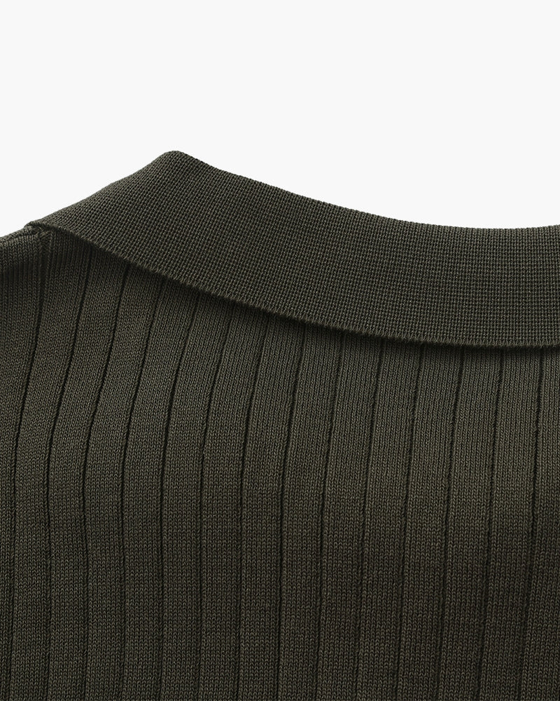 Polo en Maille Côtelée Premium — Texture Raffinée et Confort Naturel