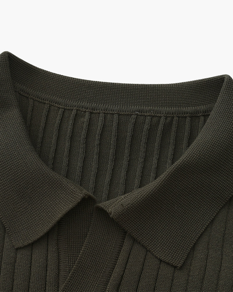 Polo en Maille Côtelée Premium — Texture Raffinée et Confort Naturel