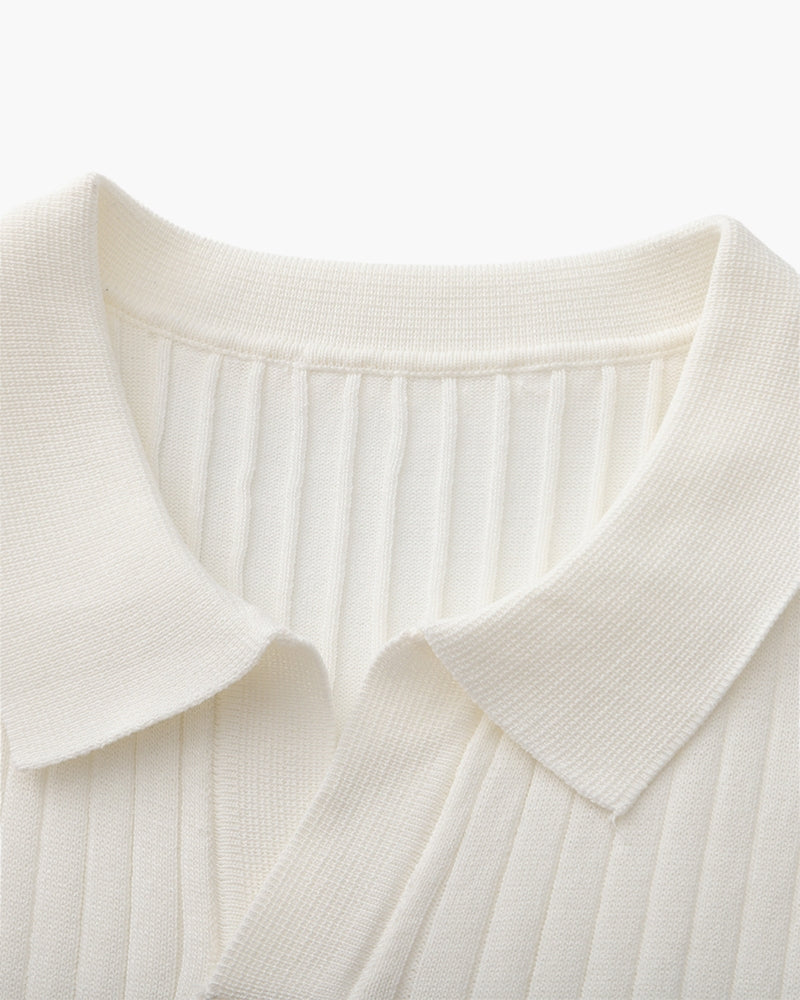 Polo en Maille Côtelée Premium — Texture Raffinée et Confort Naturel