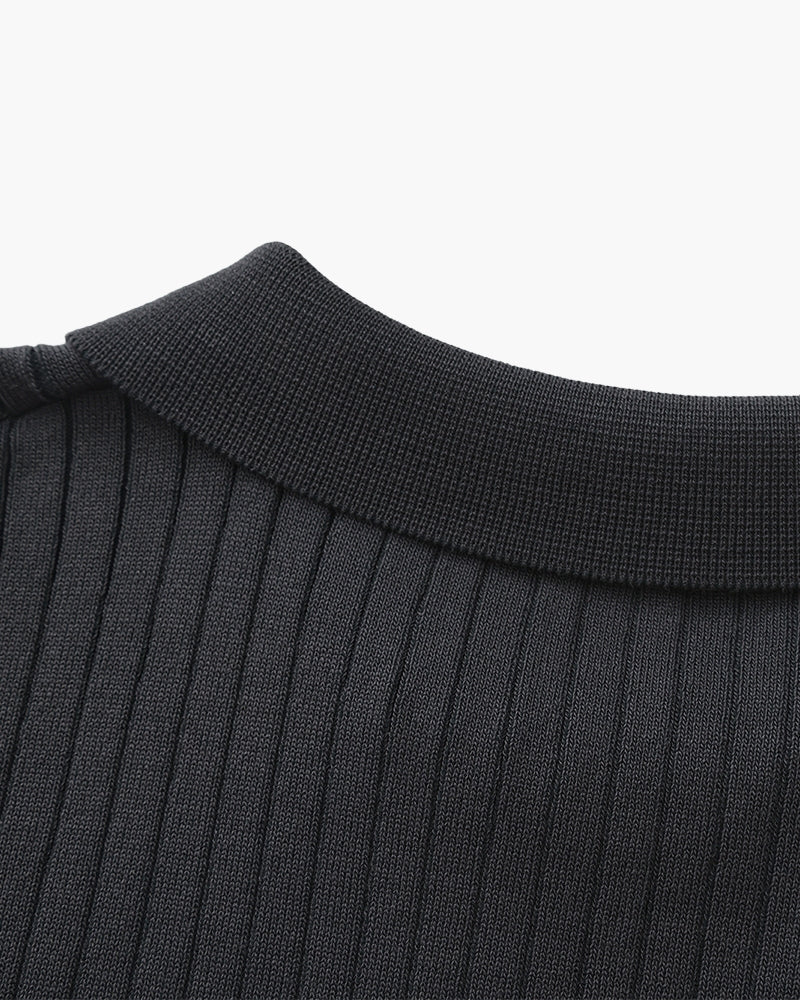 Polo en Maille Côtelée Premium — Texture Raffinée et Confort Naturel