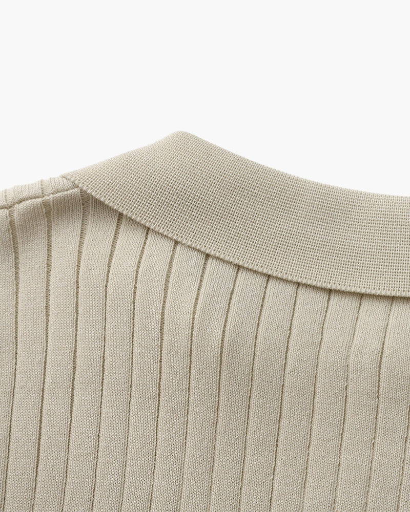 Polo en Maille Côtelée Premium — Texture Raffinée et Confort Naturel
