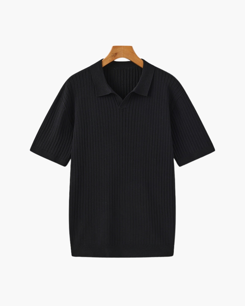 Polo en Maille Côtelée Premium — Texture Raffinée et Confort Naturel