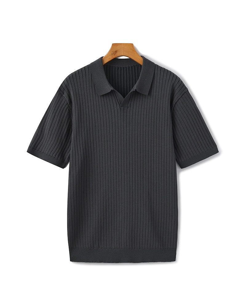 Polo en Maille Côtelée Premium — Texture Raffinée et Confort Naturel