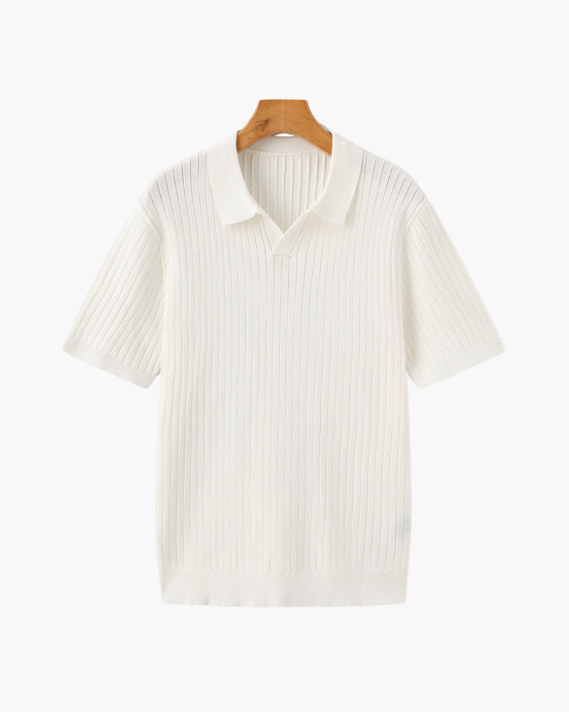 Polo en Maille Côtelée Premium — Texture Raffinée et Confort Naturel