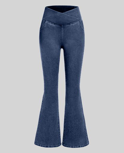 Kit 2 Calças Jeans de Cintura Alta Cruzada