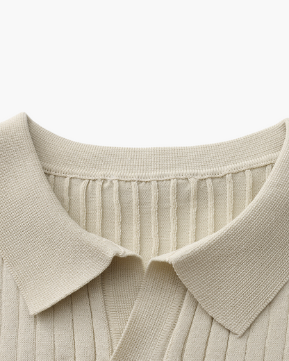 Polo en Maille Côtelée Premium — Texture Raffinée et Confort Naturel