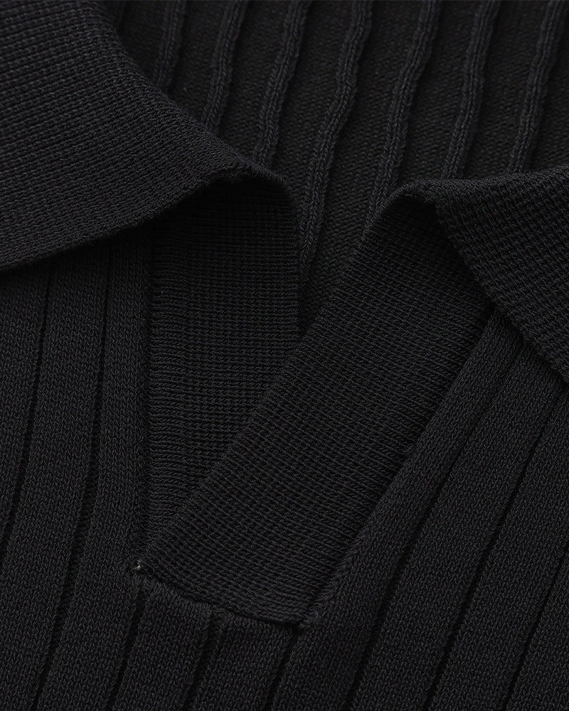 Polo en Maille Côtelée Premium — Texture Raffinée et Confort Naturel