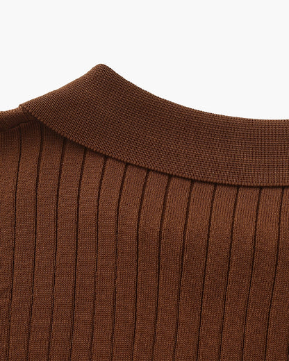 Polo en Maille Côtelée Premium — Texture Raffinée et Confort Naturel
