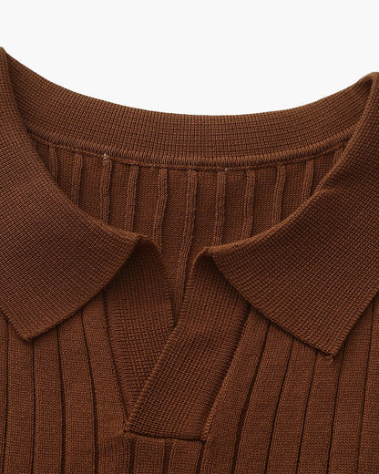 Polo en Maille Côtelée Premium — Texture Raffinée et Confort Naturel