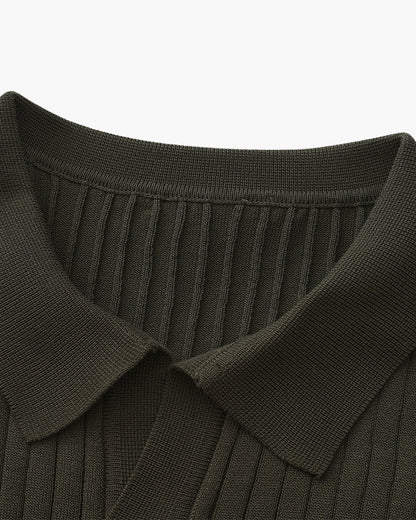 Polo en Maille Côtelée Premium — Texture Raffinée et Confort Naturel