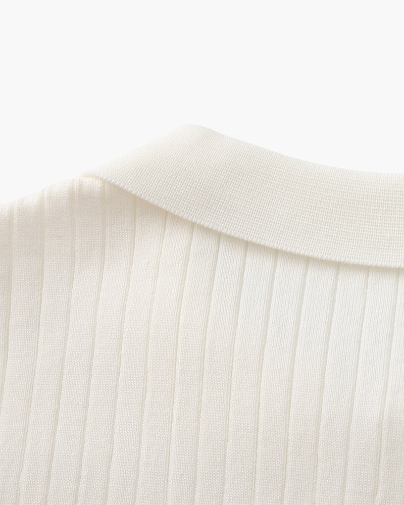 Polo en Maille Côtelée Premium — Texture Raffinée et Confort Naturel