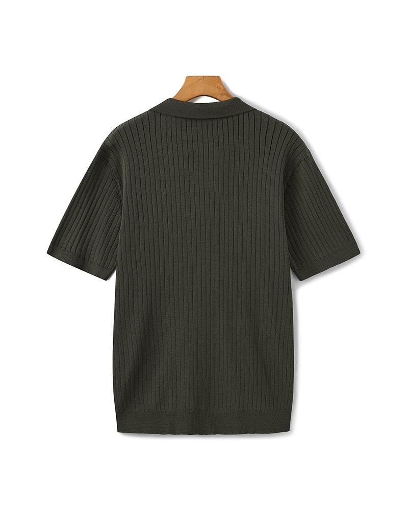 Polo en Maille Côtelée Premium — Texture Raffinée et Confort Naturel