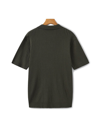 Polo en Maille Côtelée Premium — Texture Raffinée et Confort Naturel