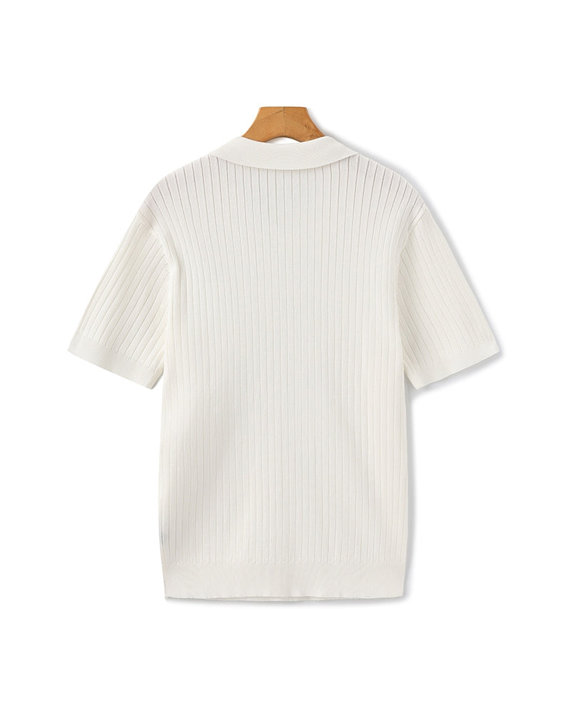 Polo en Maille Côtelée Premium — Texture Raffinée et Confort Naturel