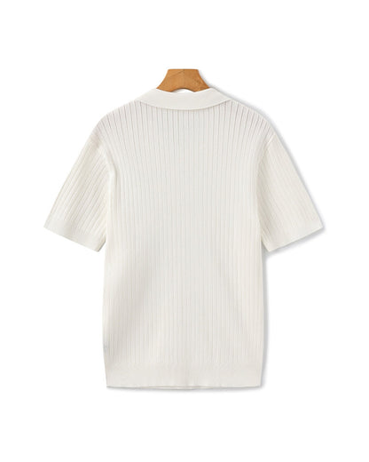 Polo en Maille Côtelée Premium — Texture Raffinée et Confort Naturel