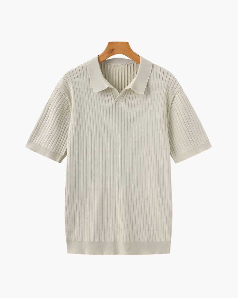 Polo en Maille Côtelée Premium — Texture Raffinée et Confort Naturel