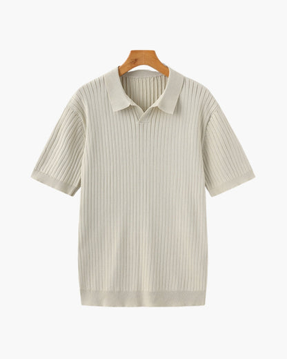 Polo en Maille Côtelée Premium — Texture Raffinée et Confort Naturel