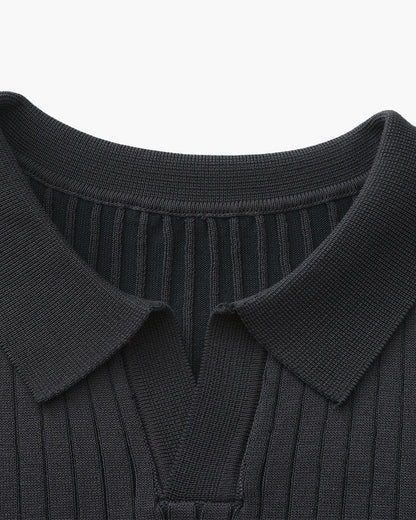 Polo en Maille Côtelée Premium — Texture Raffinée et Confort Naturel