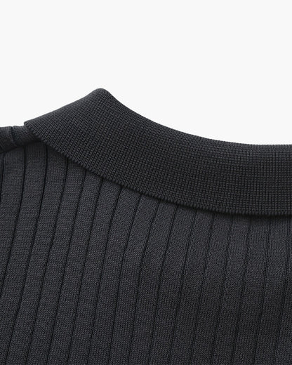 Polo en Maille Côtelée Premium — Texture Raffinée et Confort Naturel
