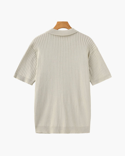 Polo en Maille Côtelée Premium — Texture Raffinée et Confort Naturel