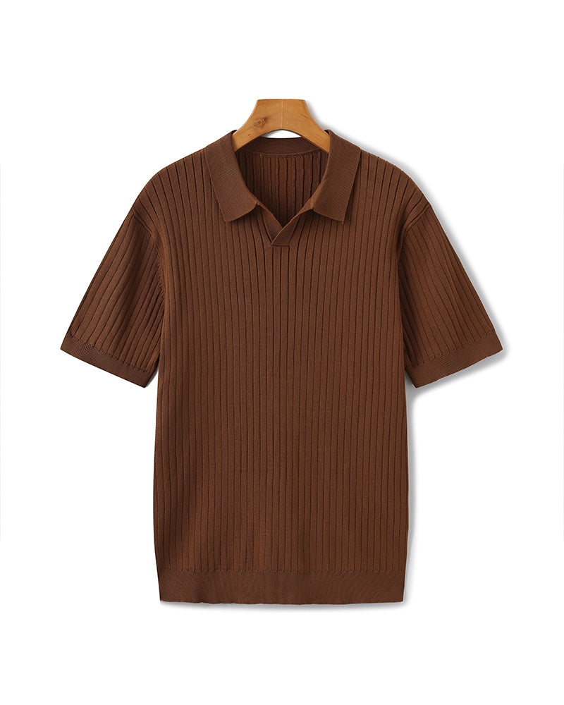Polo en Maille Côtelée Premium — Texture Raffinée et Confort Naturel