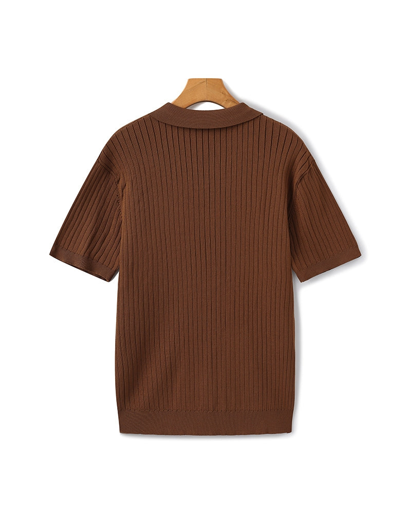 Polo en Maille Côtelée Premium — Texture Raffinée et Confort Naturel