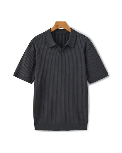 Polo en Maille Côtelée Premium — Texture Raffinée et Confort Naturel