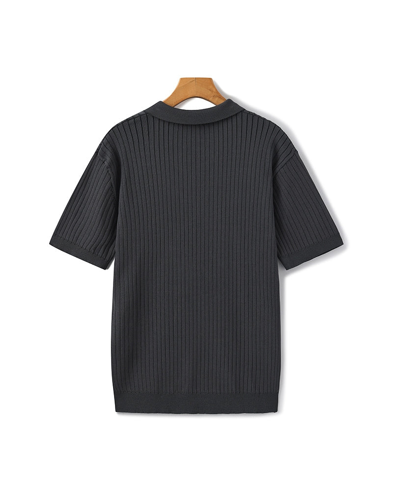 Polo en Maille Côtelée Premium — Texture Raffinée et Confort Naturel