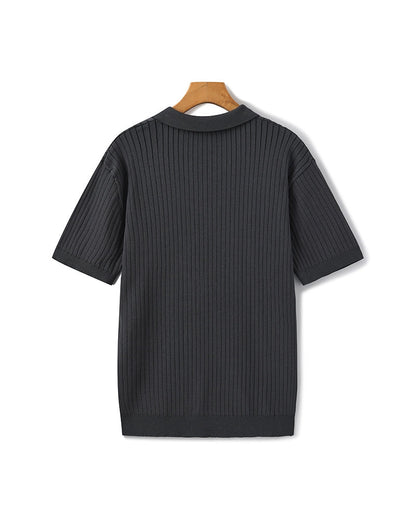 Polo en Maille Côtelée Premium — Texture Raffinée et Confort Naturel