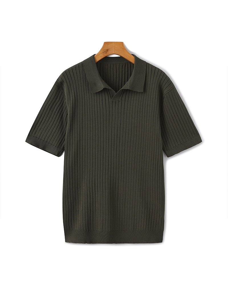 Polo en Maille Côtelée Premium — Texture Raffinée et Confort Naturel