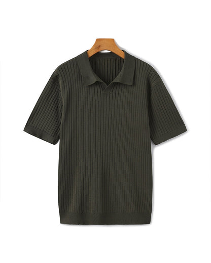 Polo en Maille Côtelée Premium — Texture Raffinée et Confort Naturel