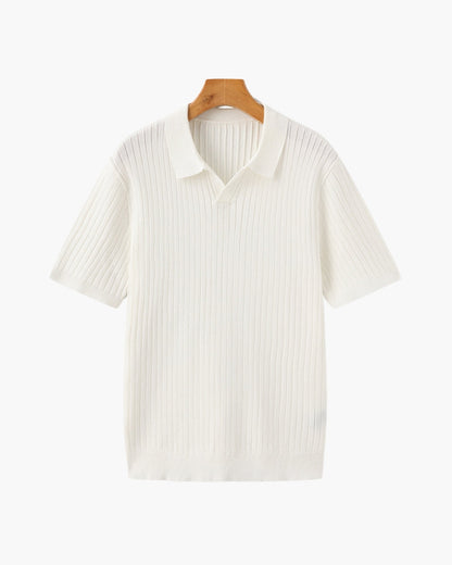 Polo en Maille Côtelée Premium — Texture Raffinée et Confort Naturel