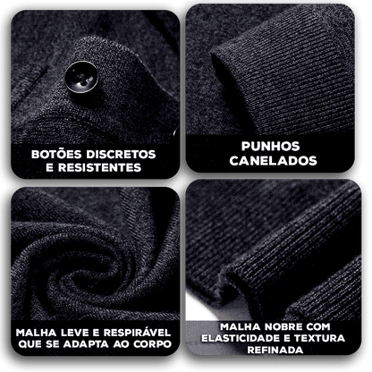 [2 PELO PREÇO DE 1] Polo Arthur™ em Malha Nobre com Botões Elegantes